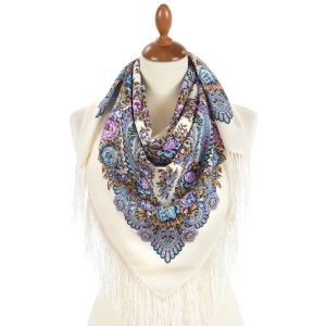 1960-2 Original Pavlovo Posad Russian Shawl 100% Wool scarf 89×89 cm