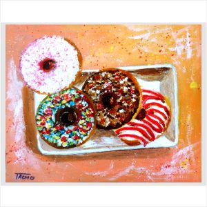 Donuts Painting Original Art Breakfast Food Painting 8 by 10"