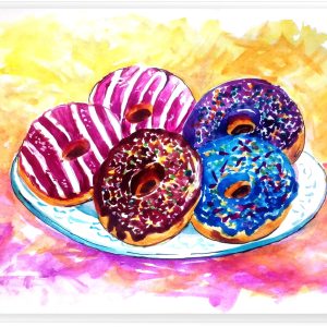 Donuts Painting Breakfast Sweets Watercolor Painting 8 * 12"