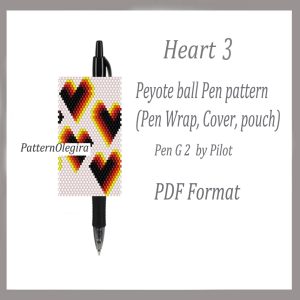 Handmade Marketplace 565 HEART 3 Pen wraps bead pattern PDF file Bead love pattern Heart bead pattern Olegirabeadpatterns