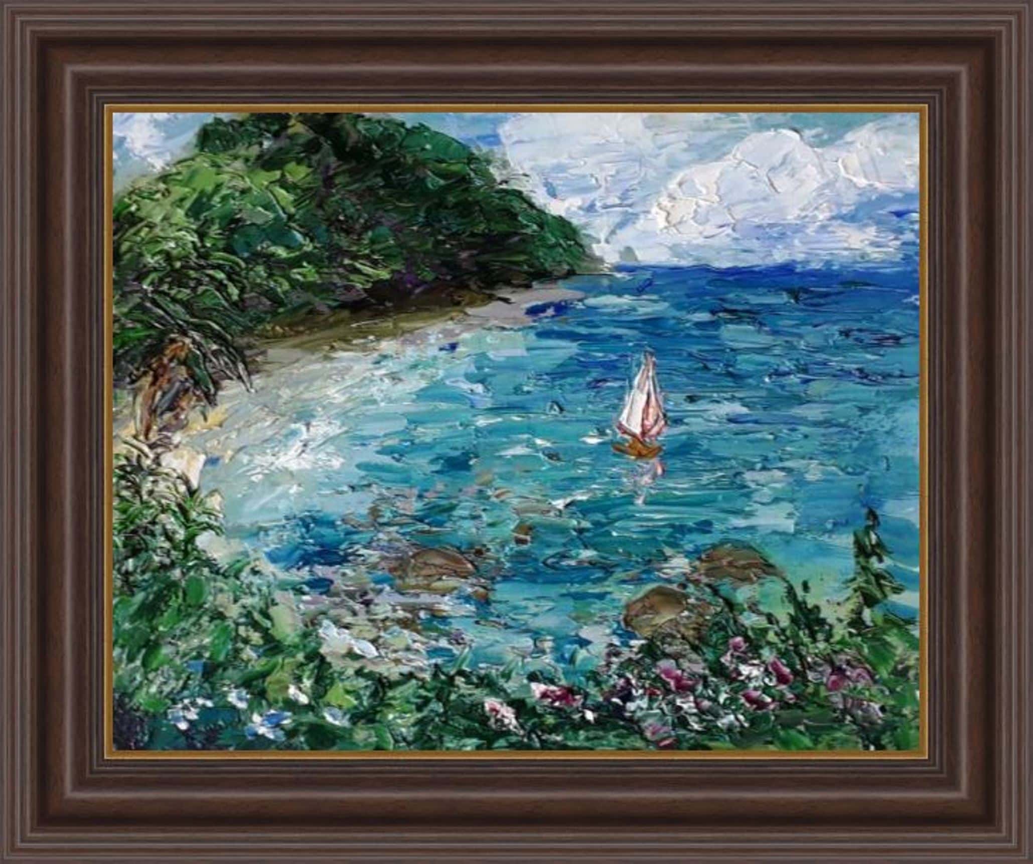 Hawaii Painting Anini Beach Original Art Impasto Oil