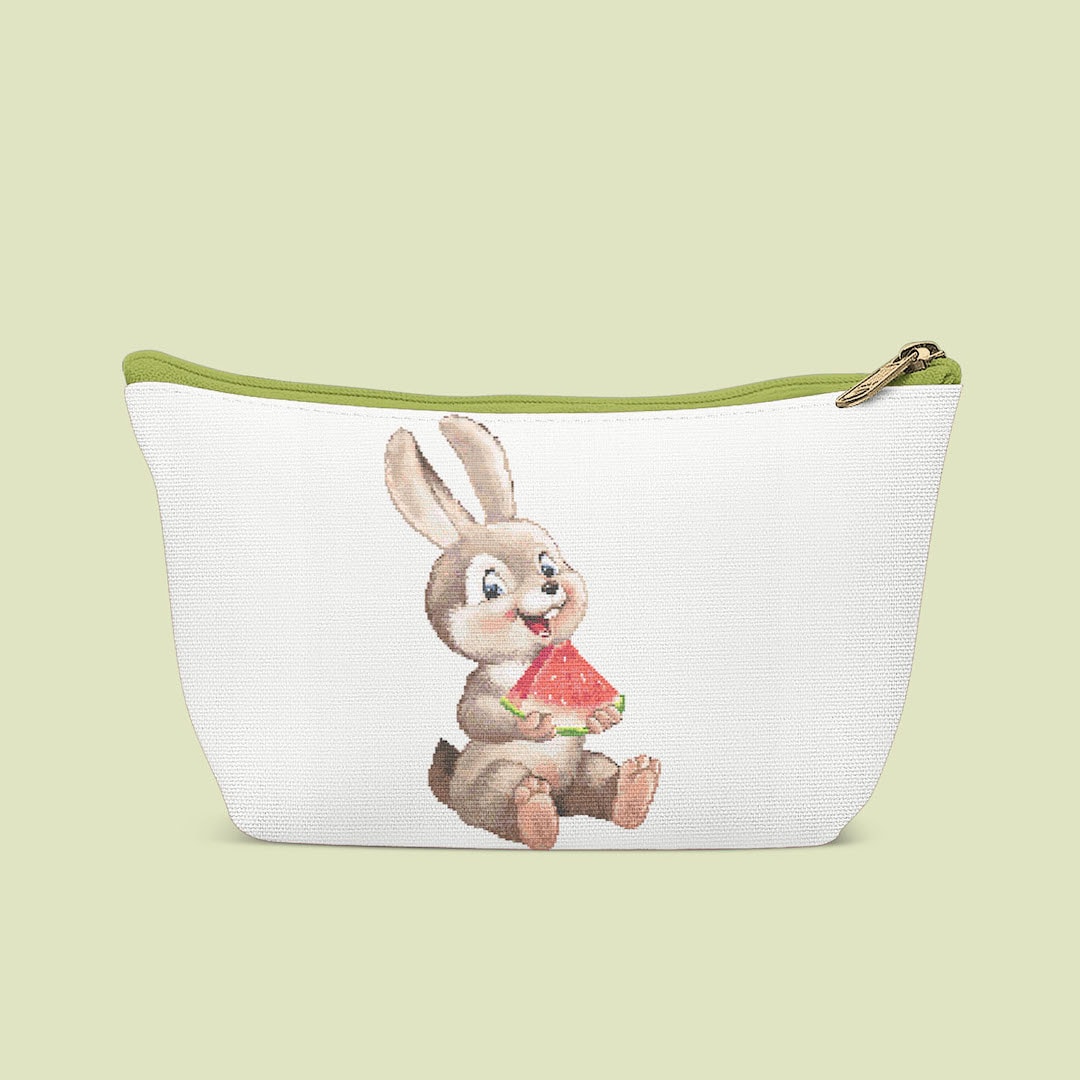Funny Bunny with watermelon cross stitch pattern