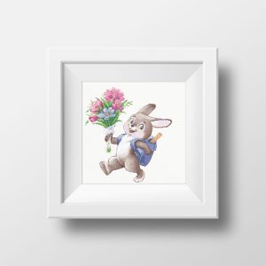Handmade Marketplace 567 Funny Bunny is going to school cross stitch pattern