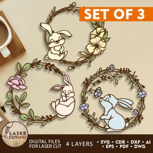 WREATH EASTER Bundle Paper Cut and Laser Cut Template