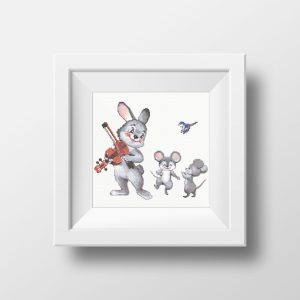 Funny Bunny with violin cross stitch pattern