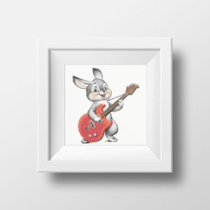 Handmade Marketplace 457 Funny Bunny with guitar cross stitch pattern