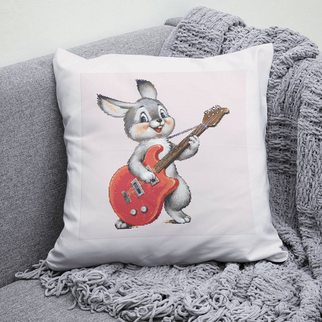 Funny Bunny with guitar cross stitch pattern 4 Funny Bunny with guitar cross stitch pattern