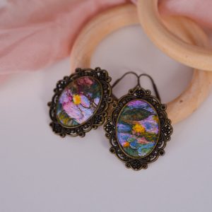 Brass earrings handmade embroidery gift idea