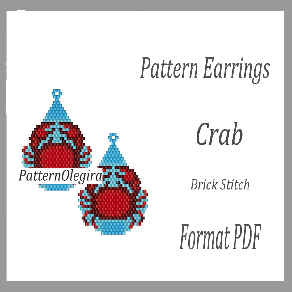 CRAB Earrings bead pattern PDF, Bead earrings pattern brick stitch