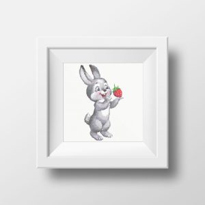 Funny Bunny with strawberry cross stitch pattern