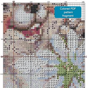 Funny Bunny guessing on a chamomile cross stitch pattern