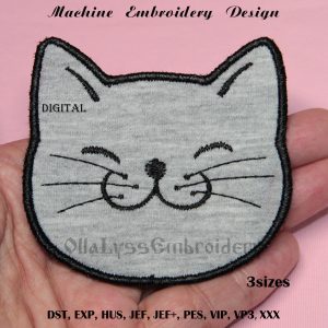Handmade Marketplace 471 Cat face patch embroidery design