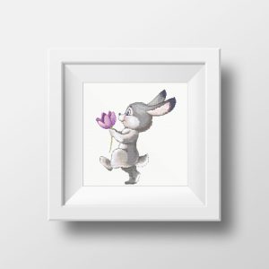 Funny Bunny with spring tulip cross stitch pattern