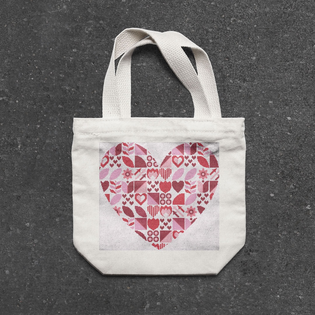 Boho modern style Saint Valentine Heart cross stitch digital printable pattern for home decor and gift