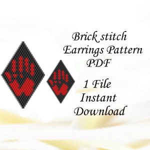 Handmade Marketplace 534 Earrings beading pattern Red Hand
