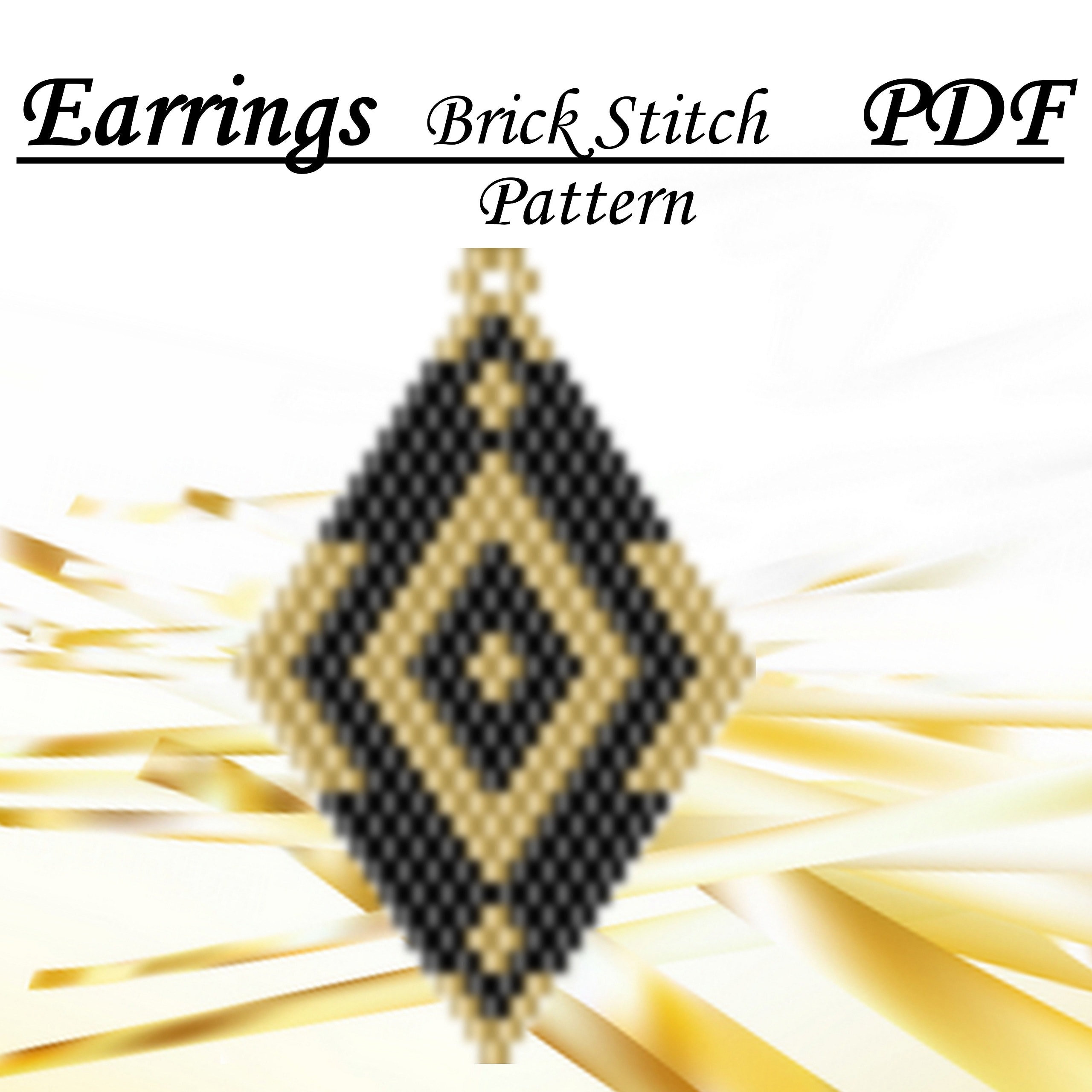 Gold Triangle Earrings Ornament - Seed Bead Embroidery Kit