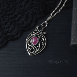 Real Heart necklace silver with pink sapphire Perfect love gift