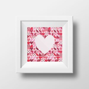 Saint Valentine Heart inside Boho style red pink colors abstract modern style cross stitch digital printable pattern for home decor and gift