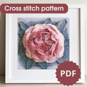 Handmade Marketplace 520 Rose flower, cross stitch pattern, floral cross stitch chart