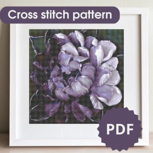 Handmade Marketplace 514 Peony, cross stitch pattern, floral cross stitch chart
