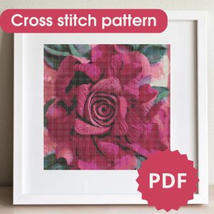 Handmade Marketplace 512 Rose, cross stitch pattern, floral cross stitch chart