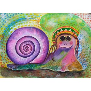 Hippie painting 12*16″ snail positive vibe acrylic art