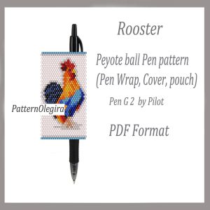 Handmade Marketplace 552 ROOSTER Pen wraps bead pattern PDF file Rooster bead pattern Olegirabeadpatterns