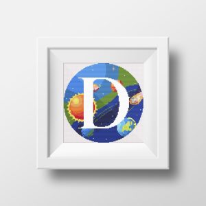 Galaxy Monogram letter D cross stitch digital pattern created for Creative cross stitch shop