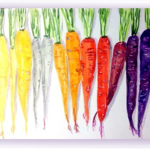 Rainbow Carrots Watercolor Painting