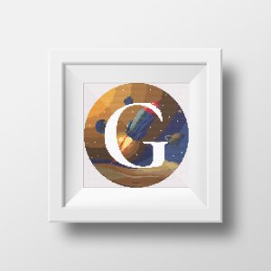 Galaxy Monogram letter G cross stitch digital pattern created for Creative cross stitch shop