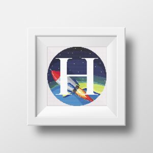 Handmade Marketplace 534 Galaxy Monogram letter H cross stitch digital pattern created for Creative cross stitch shop