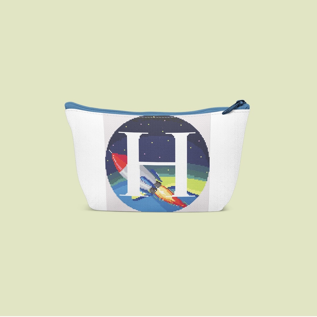 Galaxy Monogram letter H cross stitch digital pattern created for Creative cross stitch shop