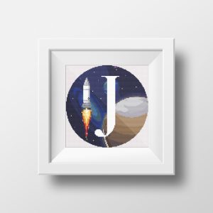 Handmade Marketplace 528 Galaxy Monogram letter J cross stitch digital pattern created for Creative cross stitch shop
