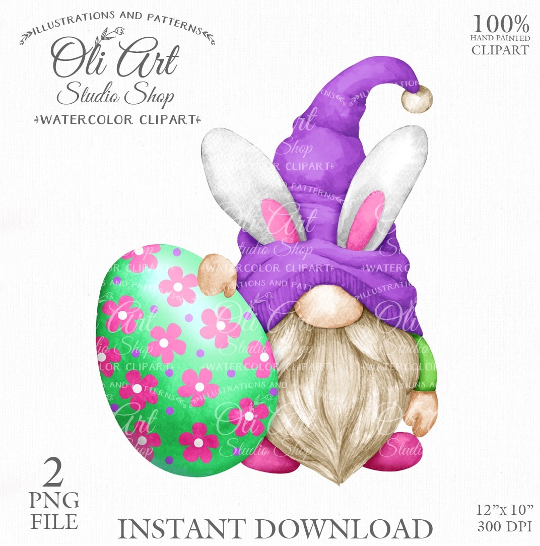 Easter Gnomes Clip Art. Bunny Ears Clip Art. Cute.