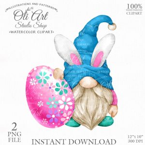 Easter Gnomes Clip Art. Bunny Ears Clip Art. Cute.