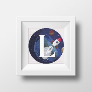 Handmade Marketplace 522 Galaxy Monogram letter L cross stitch digital pattern created for Creative cross stitch shop