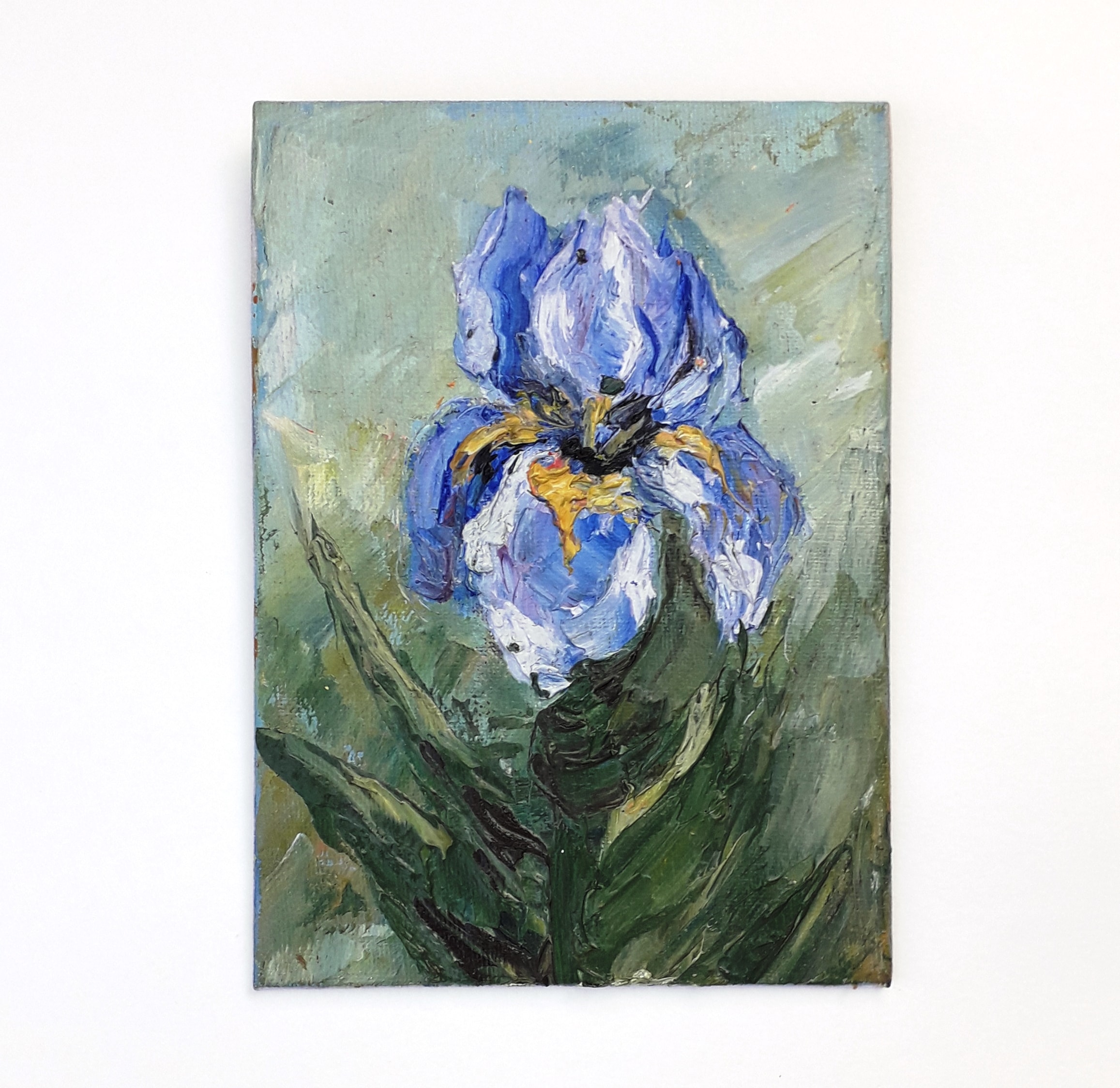 Iris Flower Painting Original Art Impasto Oil