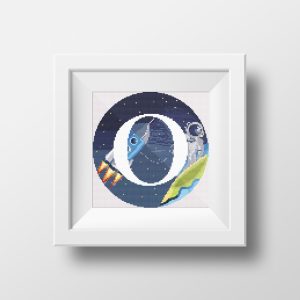 Handmade Marketplace 514 Galaxy Monogram letter O cross stitch digital pattern created for Creative cross stitch shop