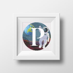 Galaxy Monogram letter P cross stitch digital pattern created for Creative cross stitch shop