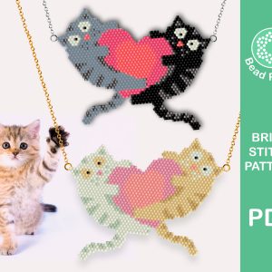 Cats with heart bead pattern