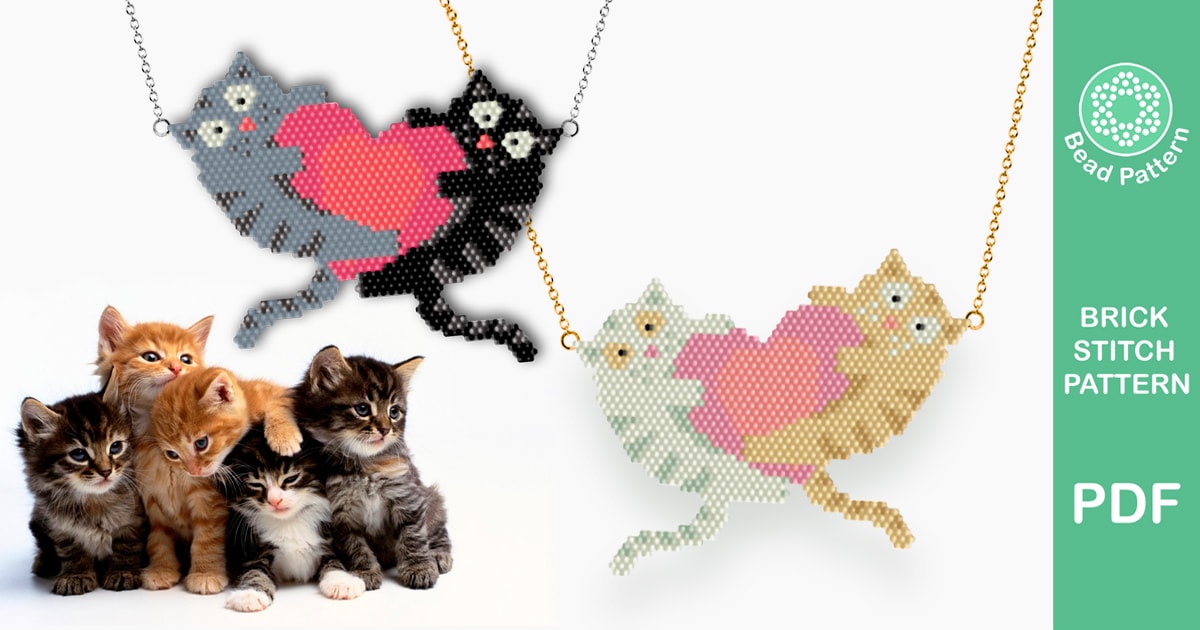 Cat Mom gift Brick stitch pattern Miyuki Delica Seed Beads
