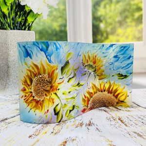 Glass Wave Art Stained Glass Sunflower Painting Glass Panel