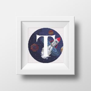 Handmade Marketplace 500 Galaxy Monogram letter T cross stitch digital pattern created for Creative cross stitch shop