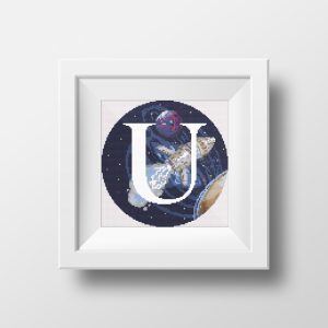 Galaxy Monogram letter U cross stitch digital pattern created for Creative cross stitch shop