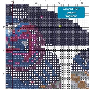 Galaxy Monogram letter U cross stitch digital pattern created for Creative cross stitch shop
