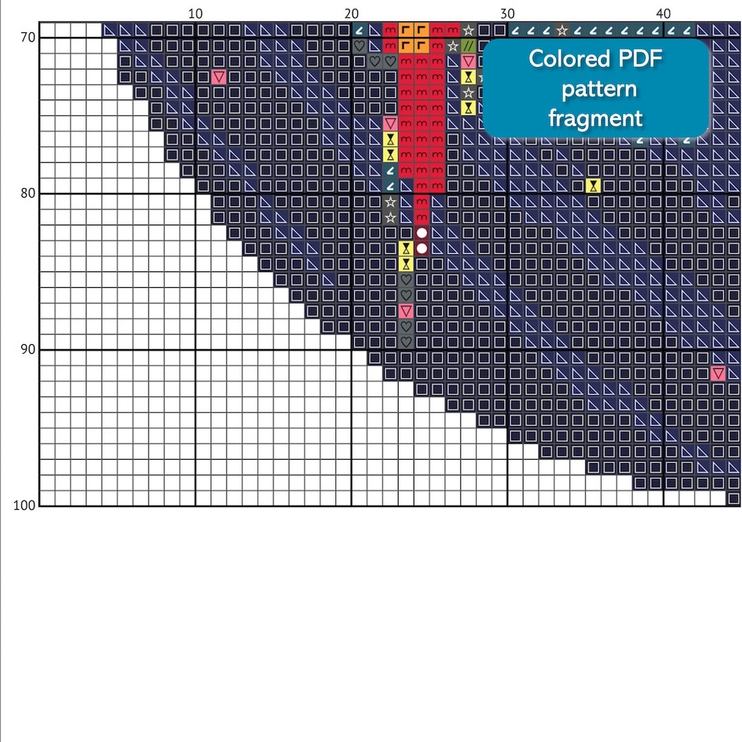 Galaxy Monogram letter W cross stitch pattern download PDF - Crealandia