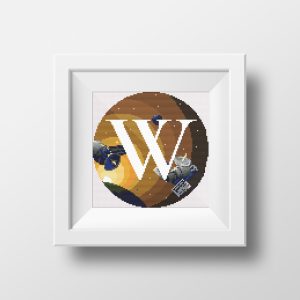 Handmade Marketplace 487 Galaxy Monogram letter W cross stitch digital pattern created for Creative cross stitch shop instant download PDF