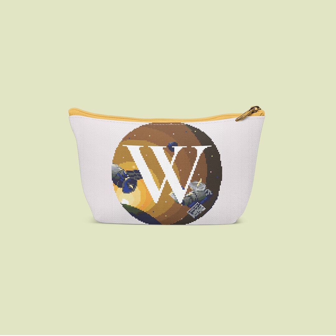 Galaxy Monogram letter W cross stitch digital pattern created for Creative cross stitch shop instant download PDF