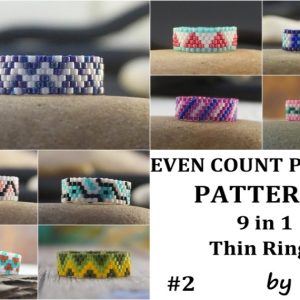 Even Peyote Ring Patterns Set of 9 DIY beaded rings V2