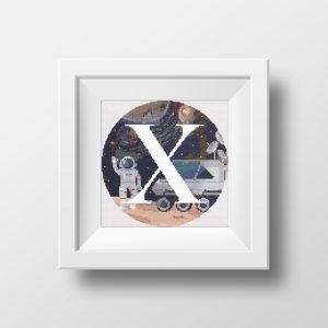 Galaxy Monogram letter X cross stitch digital pattern created for Creative cross stitch shop instant download PDF